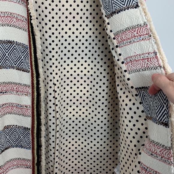 ZARA Woman Open Front Beaded Jacket Ivory Size Large - Picture 6 of 13